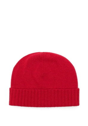 Malo ribbed-trim knitted beanie hat - Red