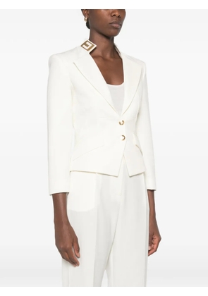 Elisabetta Franchi logo-plaque peak-lapels jacket - White