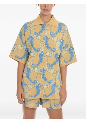 SAMSOE SAMSOE embroidered short-sleeve shirt - Neutrals
