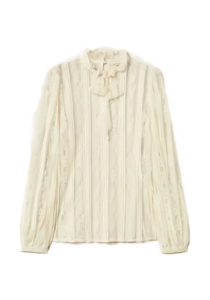 TWINSET lace-panelled pussy-bow blouse - Neutrals
