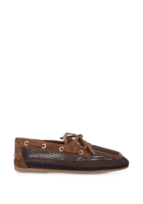 Miu Miu mesh and suede deck shoes - Brown