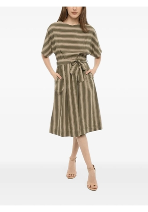 Woolrich midi Bayadere-striped belted dress - Green