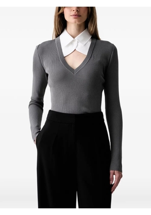 Karl Lagerfeld ribbed V-neck sweater - Grey