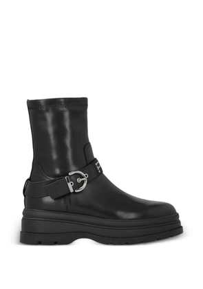 PINKO logo-strap buckle-fastening boots - Black