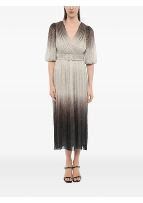 Costarellos metallic-effect plissé midi dress - Neutrals
