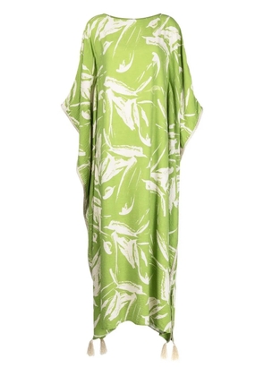 Bambah abstract-pattern print kaftan dress - Green