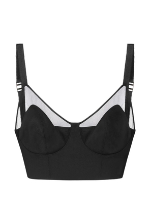 Elisabetta Franchi Cool wool and tulle top - Black