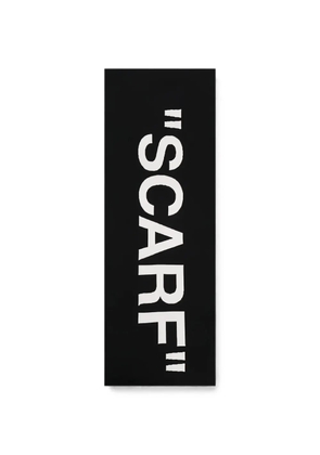Off-White logo-intarsia knitted scarf - Black