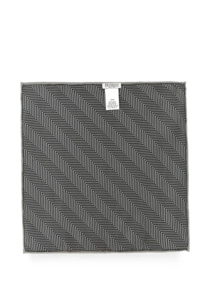 Brunello Cucinelli chevron-motif hand-sewn pocket square - Black