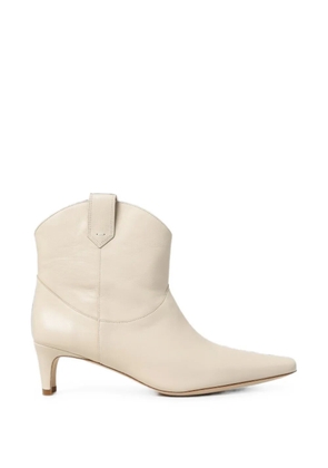STAUD square-toe leather ankle boots - Neutrals