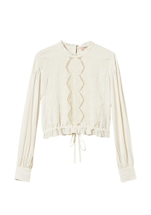 TWINSET crêpe blouse with floral embroidery - Neutrals