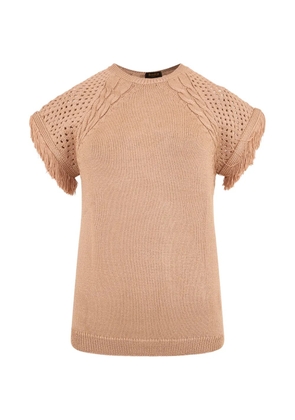 Moorer fringe-trimmed cable-knit sweater - Neutrals