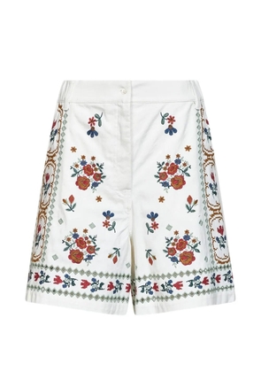 Weekend Max Mara floral-embroidered cotton shorts - White