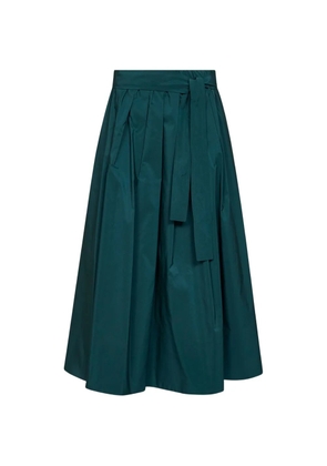 Weekend Max Mara Alpaca belted midi pleated skirt - Green