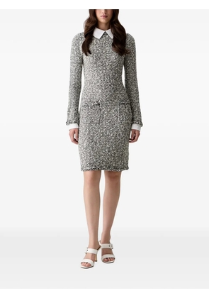 Karl Lagerfeld tweed contrast-collar midi dress - Grey