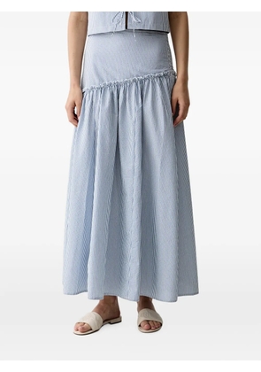 Benetton striped asymmetrical-waist ruffled maxi skirt - Blue