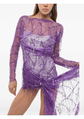 Christopher Esber lace sequin-embellished asymmetric mini dress - Purple