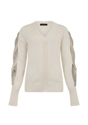 Moorer V-neck sweater - White