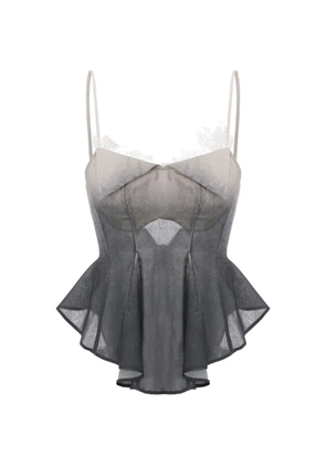 ELYWOOD lace-trim ombré asymmetric sleeveless blouse - Black
