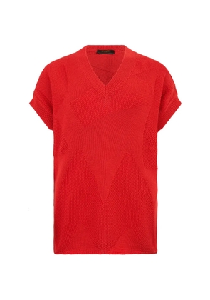 Moorer V-neck knitted sweater - Red