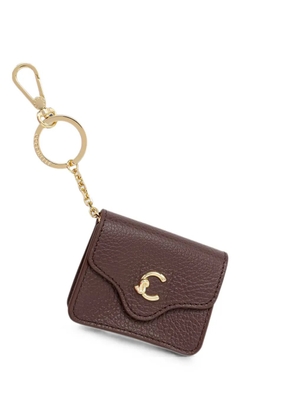 Coccinelle logo-plaque pebbled-leather keyring - Brown