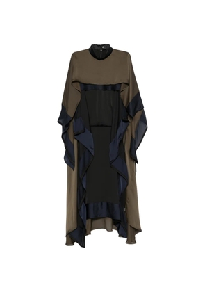 sacai ruffled layered-design asymmetric dress - Green