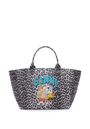 GANNI leopard-print tote bag - Grey