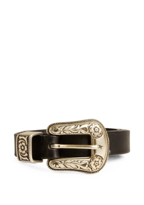 Golden Goose engraved leather belt - Black