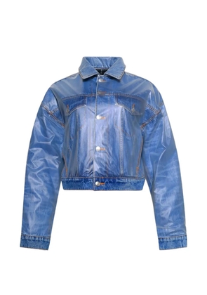 Alexander Wang sheer-overlay trucker jacket - Blue