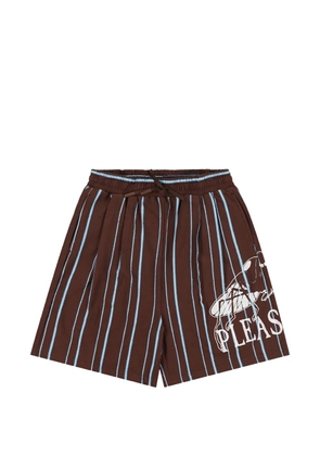 Pleasures Teleport stripe-print shorts - Brown