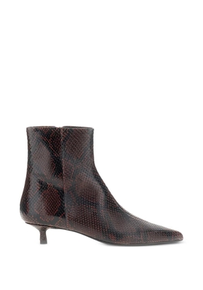 Aeyde Sofie snake-print pointed-toe ankle boots - Brown