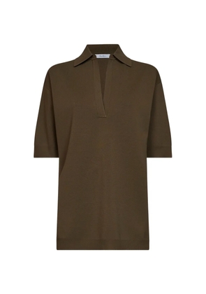 Max Mara Milano-knit polo-collar top - Brown