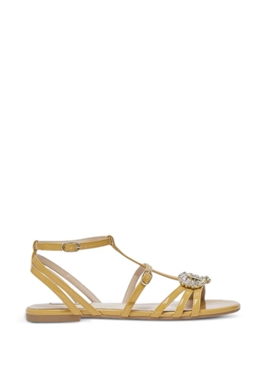 LIU JO crystal-embellished leather sandals - Yellow