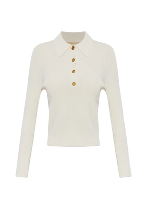 Michael Michael Kors ribbed-knit long-sleeve polo top - Neutrals