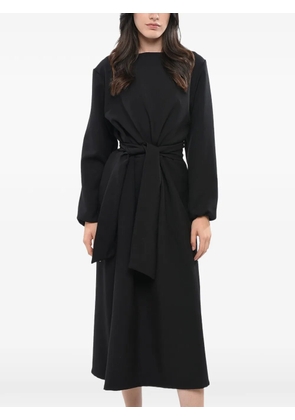 OBLÒ UNIQUE tie-waist long-sleeve midi dress - Black