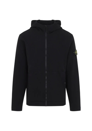 Stone Island logo-patch zip-up hoodie - Black