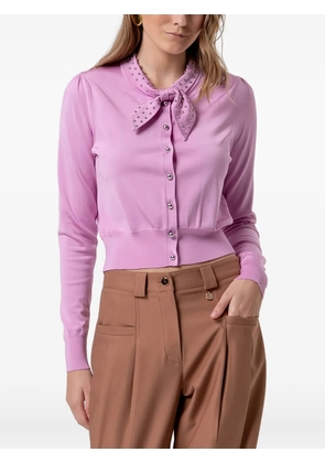 FRACOMINA stud-embellished bow-tie cardigan - Pink
