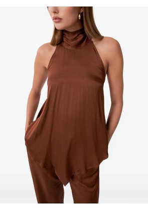 Gaëlle Paris halterneck tie-fastening top - Brown