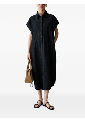 Benetton button-up short-sleeved denim midi dress - Blue