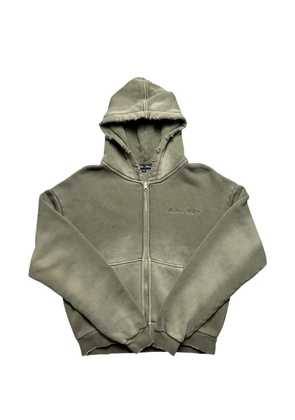 Thirteen Studios faded-effect flag-print hoodie - Green