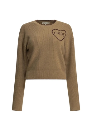 Chloé cropped fitted logo sweater - Brown