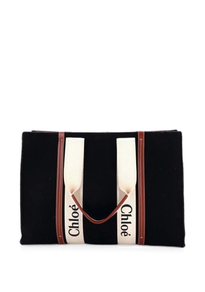 Chloé Pre-Owned Woody Recycled Felt with Leather and Canvas Large tote bag - Black