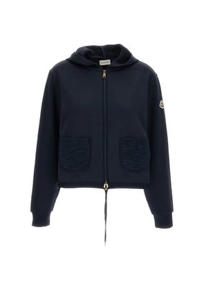 Moncler logo-patch zip-up hoodie - Blue