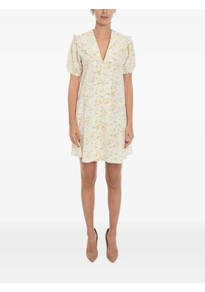 SAMSOE SAMSOE floral-print ruffled mini dress - White