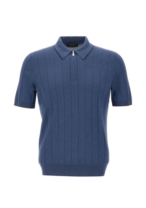 Gran Sasso ribbed-knit silk polo shirt - Blue