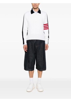 Thom Browne 4-Bar cable-knit polo shirt - White