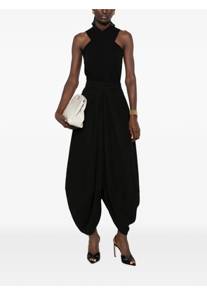 Giorgio Armani zip-fastening draped-design midi skirt - Black