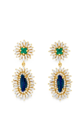 Suzanne Kalan emerald and opal-embellishment earrings - Gold