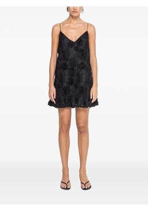 NISSA 3D floral embroidery mini dress - Black