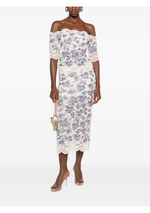 Rabanne embroidered lace-trim top - Neutrals